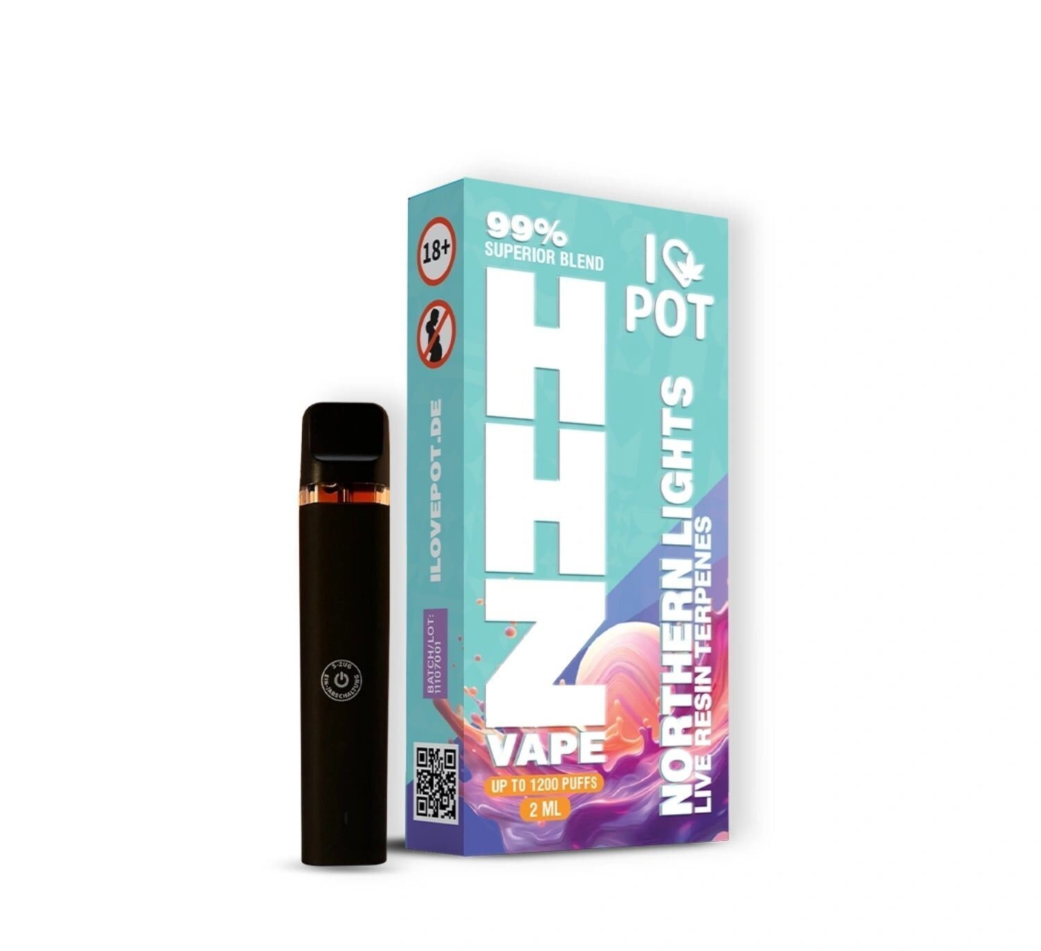 2ML HHZ Vape Pen 95% – Northern Lights