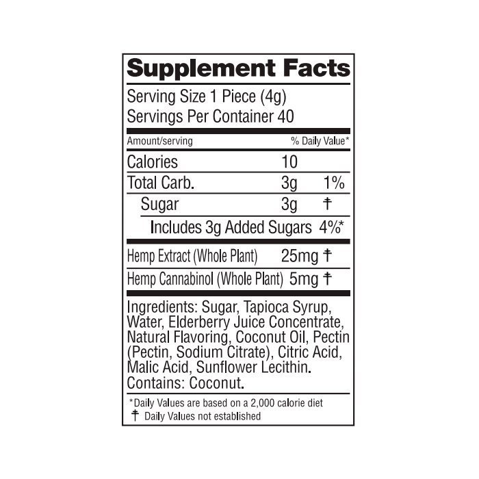 Wyld CBD, Elderberry Gummies, Broad Spectrum THC-Free, 40ct, 200mg CBN + 1000mg CBD - Image 2