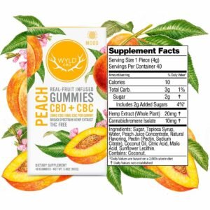 Alternative view of Wyld CBD, Peach Gummies, Broad Spectrum THC-Free, 40ct, 400mg CBC + 800mg CBD