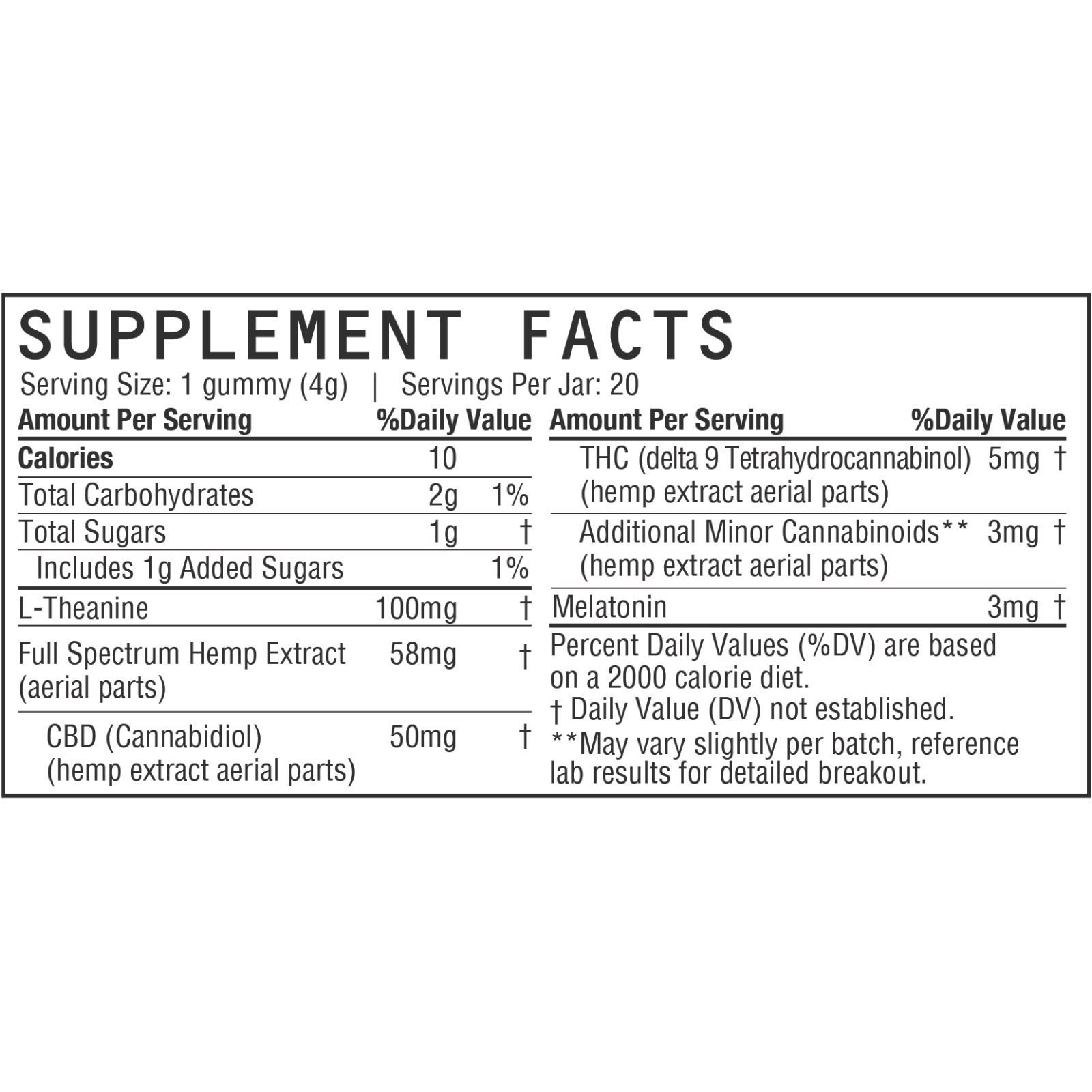 five, Knockout Sleep CBD+THC Melatonin Gummies, Blackberry, Full Spectrum, 20ct, 100mg THC + 1000mg CBD - Image 3